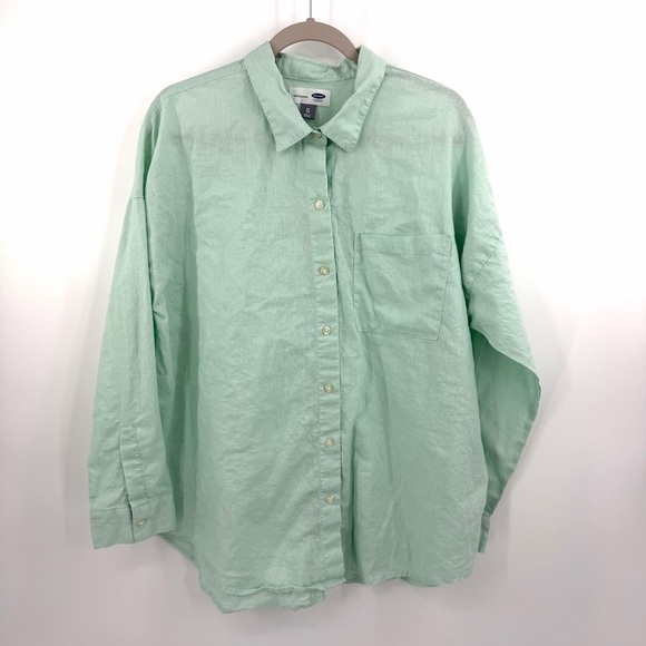 Old Navy Linen Blend Boyfriend Button Down LS Blouse Size XL - Picture 5 of 5